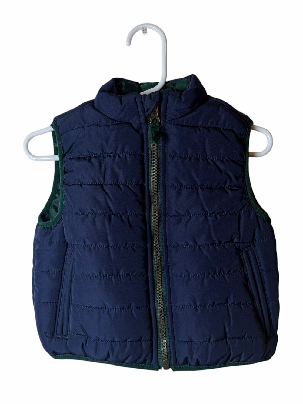 Carter's Green and Navy Quilted Vest with Pockets- 12M